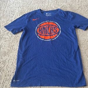 Nike Blue Knicks Tee with Orange Logo